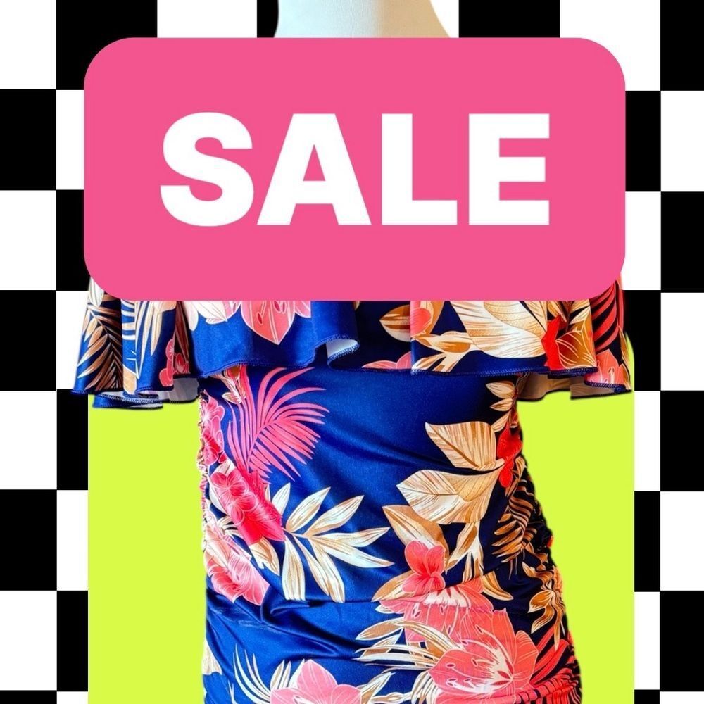SHEIN Blue Floral Off-Shoulder Dress